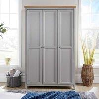 Home Source Avon 3 Door Wardrobe with Storage Shelves in Grey