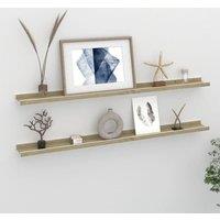 Berkfield Home Wall Shelves 2 pcs White & Sonoma Oak 100x9x3 cm | Size: 100 x 9 x 3 cm