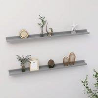 Berkfield Home Wall Shelves 2 pcs Grey 100x9x3 cm | Size: 100 x 9 x 3 cm