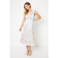 Floral Applique And Embroidered Midi Dress