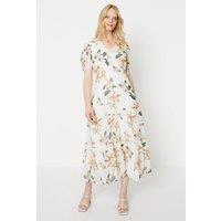 Floral Dobby Chiffon Midi Tea Dress