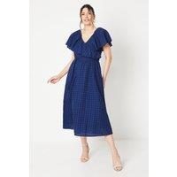 Broderie Frill Wrap Midi Dress