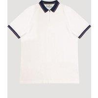 Larsson & Co Men's Contrast Rib Polo in White | Size: Small