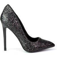 XY London Women's 'Emerald' Pointed Toe Court Shoes Glitter Stiletto High Heels in Black | Size: 3