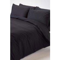 Homescapes Egyptian Cotton Duvet Cover with Pillowcase, 200 TC in Black | Size: King