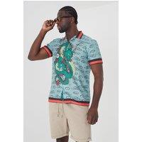 Brave Soul Men's Graphic Print Short Sleeve Shirt in Pale Green | Size: Medium