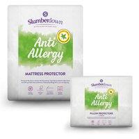 Slumberdown Anti Allergy Mattress Protector With 2 Pillow Protectors in White | Size: Double Fitted