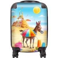 Warren Reed - Designer Donkey On A Beach Holiday Suitcase in Yellow | Size: Large