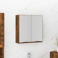 Berkfield Home Bathroom Mirror Cabinet Smoked Oak 64x20x67 cm in Brown | Size: 64 x 20 x 67 cm