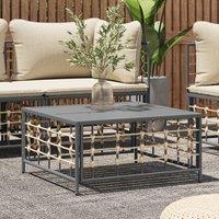 Berkfield Home Garden Table Anthracite 70x70x34 cm Poly Rattan in Black | Size: 70 x 70 x 34 cm