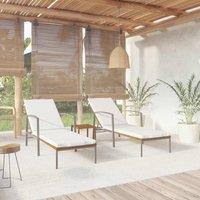 Berkfield Home Sun Loungers 2 pcs with Table Poly Rattan Brown