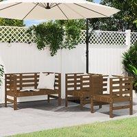 Berkfield Home 3 Piece Garden Lounge Set Honey Brown Solid Wood Pine