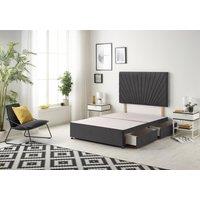 Somnior Platinum Divan Bed Base With 2 Drawers & Upholstered Headboard Plush Velvet in Black | Size: Super King