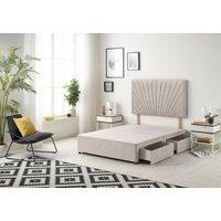 Somnior Platinum Divan Bed Base With 2 Drawers & Upholstered Headboard Plush Velvet in Silver | Size: Super King