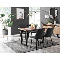 FurnitureboxUK Kylo Brown Wood Effect Dining Table With Black 'U' Legs & 4 Pesaro Velvet Chairs