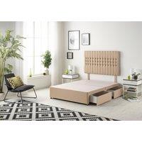 Somnior Galaxy Divan Bed Base With 4 Drawers & Headboard Plush in Beige | Size: Small Double