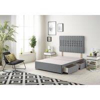 Somnior Galaxy Divan Bed Base With 4 Drawers & Headboard Plush in Charcoal | Size: Small Double