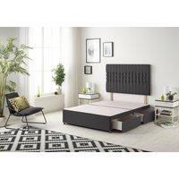 Somnior Galaxy Divan Bed Base With 4 Drawers & Headboard Plush in Black | Size: King