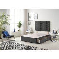 Somnior Bliss Divan Bed Base With 2 Drawers & Upholstered Headboard Tweed Fabric in Charcoal | Size: Super King