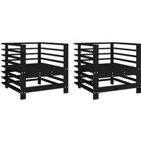 Berkfield Home Garden Chairs 2 pcs Black Solid Wood Pine