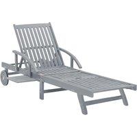 Berkfield Home Garden Sun Lounger Grey Solid Acacia Wood