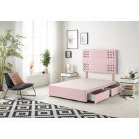 Somnior Flexby Divan Bed Base With 4 Drawers & Headboard Plush in Pink | Size: King