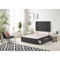 Somnior Flexby Divan Bed Base With 4 Drawers & Headboard Plush in Black | Size: Small Double