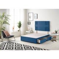 Somnior Flexby Divan Bed Base With 4 Drawers & Headboard Plush in Navy | Size: Small Double