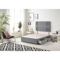 Somnior Flexby Divan Bed Base With 4 Drawers & Headboard Plush in Charcoal | Size: Small Double