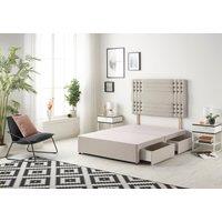 Somnior Flexby Divan Bed Base With 4 Drawers & Headboard Plush in Silver | Size: Small Double