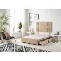 Somnior Flexby Divan Bed Base With 4 Drawers & Headboard Plush in Beige | Size: Double