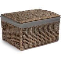 Red Hamper Antique Wash Cotton Lined Storage Basket in Grey | Size: Large