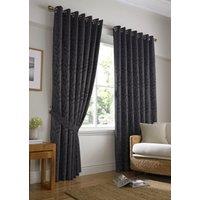 Alan Symonds Tivoli Leaf Lined Eyelet Curtains in Charcoal | Size: 168 cm width x 229 cm drop
