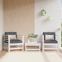 Berkfield Home Garden Chairs with Cushions 2 pcs White Solid Wood Pine