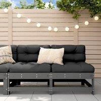 Berkfield Home Middle Sofas with Cushions 2 pcs Grey Solid Wood Pine