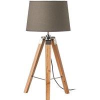 Orsina Tripod Table Lamp, Light Wood Base With Black Metal Detailing, Tapered Fabric Shade Offers Soft in Natural