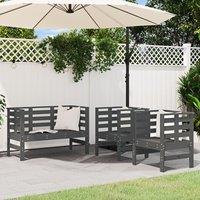 Berkfield Home 3 Piece Garden Lounge Set Grey Solid Wood Pine