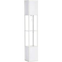 HOMCOM Floor Lamp with Shelves & Dual Light, Standing Lamp for Living Room in White