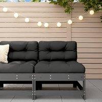 Berkfield Home Middle Sofa with Cushions Grey Solid Wood Pine