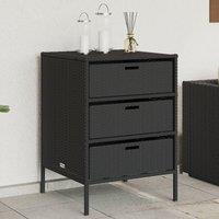 Berkfield Home Garden Storage Cabinet Black 55x59x80 cm Poly Rattan | Size: 55 x 59 x 80 cm
