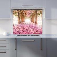 Warren Reed - Designer Pink Flower Tree Tunnel Kitchen Splashback | Size: 600mm x 650mm
