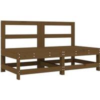 Garden Middle Sofas 2 pcs Honey Brown Solid Wood Pine