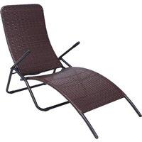 Berkfield Home Folding Sun Lounger Poly Rattan Brown