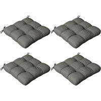 OUTSUNNY Set of 4 Outdoor Seat Cushions Water Repellent Seat Pads with Ties in Grey