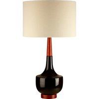 Orsina Ceramic & Wood Base Table Lamp With Cream Shade, Sculptural Lamp With Tapered Neck, Decorative Lighting in Black