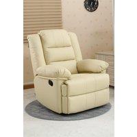 More4Homes Loxley Bonded Leather Manual Recliner Armchair Sofa Home Lounge Chair in Cream