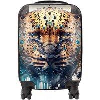 Warren Reed - Designer Leapoard Face Splashart On Light Background Suitcase in Yellow | Size: Large