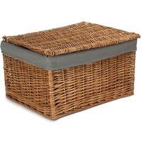 Red Hamper Light Steamed Cotton Lined Storage Basket in Grey | Size: Large