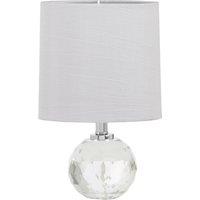 Orsina Crystal Table Lamp With Diamond-Cut Sphere Base, Desk Light With Chrome Stem, Decorative Accent For Offices in Silver