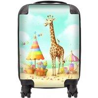 Warren Reed - Designer Giraffe On A Beach Holiday Suitcase in Yellow | Size: Large